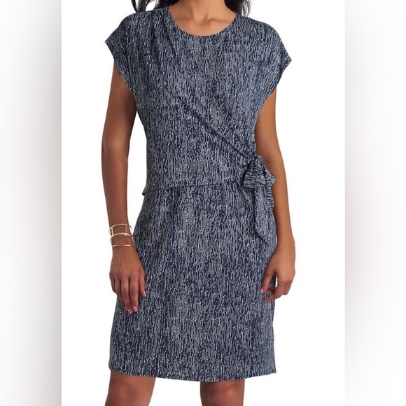 H by Halston Faux Wrap Dress | Large | Casablanca Black & White | EUC - Picture 1 of 12